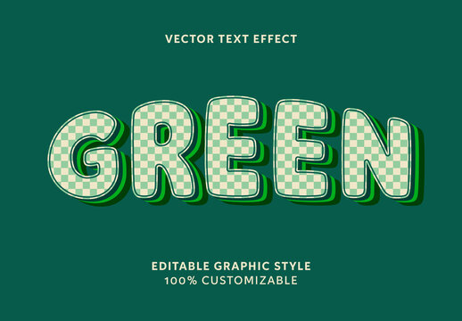 Green Checkerboard Font Outlined Cartoon Text Effect