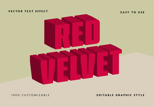 Red Bold 3D Font Block Thick Text Effect 