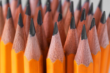 Many graphite pencils as background, closeup view