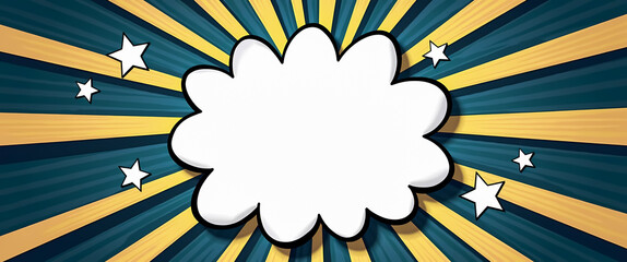 white speech bubble on dynamic retro-style striped background