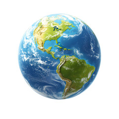 Detailed 3D Render of the Earth Globe Showing Continents and Oceans