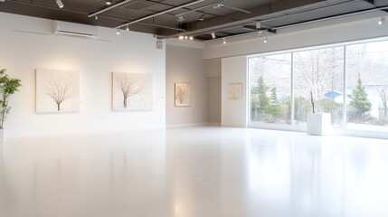 Fototapeta premium Modern gallery interior with art displays