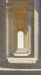 Obraz premium Sunlit Colonnade: An exploration of architectural perspective and classical design
