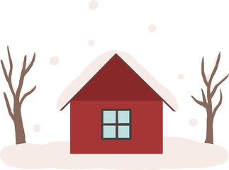 Fototapeta premium 눈 덮인 빨간 집2