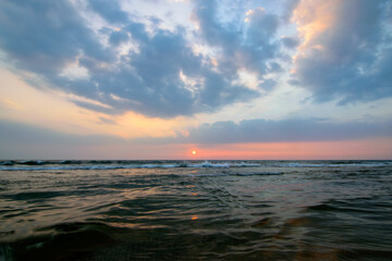 Cloudy nevening view from Varkala Beach, Kerala.