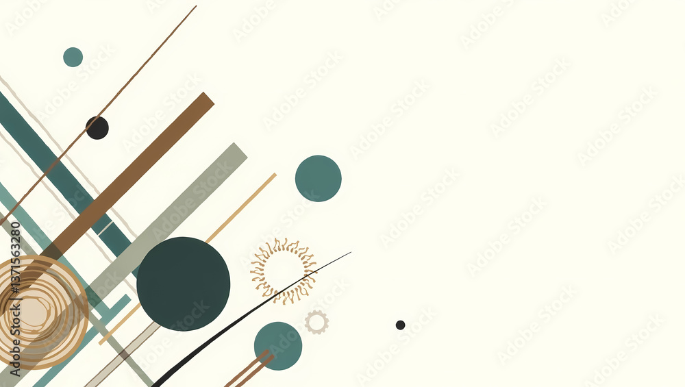 Poster abstract composition with circles and lines