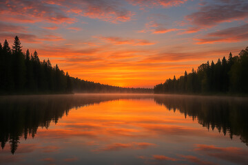 Obraz premium sunset on the lake