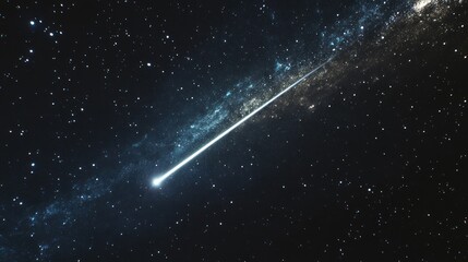 hypervelocity star escaping a galaxy, showcasing the star's trajectory with streaks of stark white brilliance against the deep black expanse