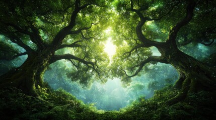 Exploring lush forest canopy enchanted glade nature photography serene wilderness ground level serenity and growth