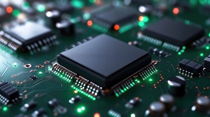 Close-up of circuit board with microchips