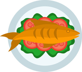 Grilled fish plate sea food dish