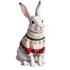 Cute Christmas Rabbit in Sweater