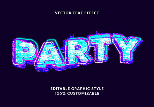 Neon Glitch Vibrant Font Distorted Outline Text Effect