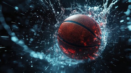 Dramatic Splash of Basketball in Water with Fluid Dynamics Effect