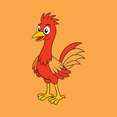 Cheerful Cartoon Rooster – Colorful Farm Animal Illustration