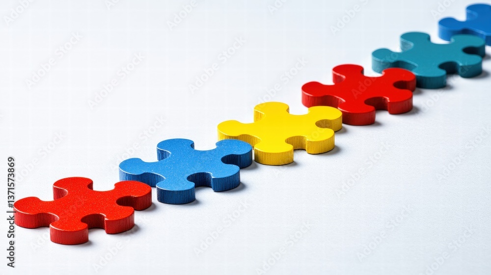 Poster a single piece of a colorful puzzle symbolizing problem solving and the importance of each part