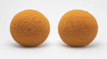 Two Golden Textured Spheres on White Background