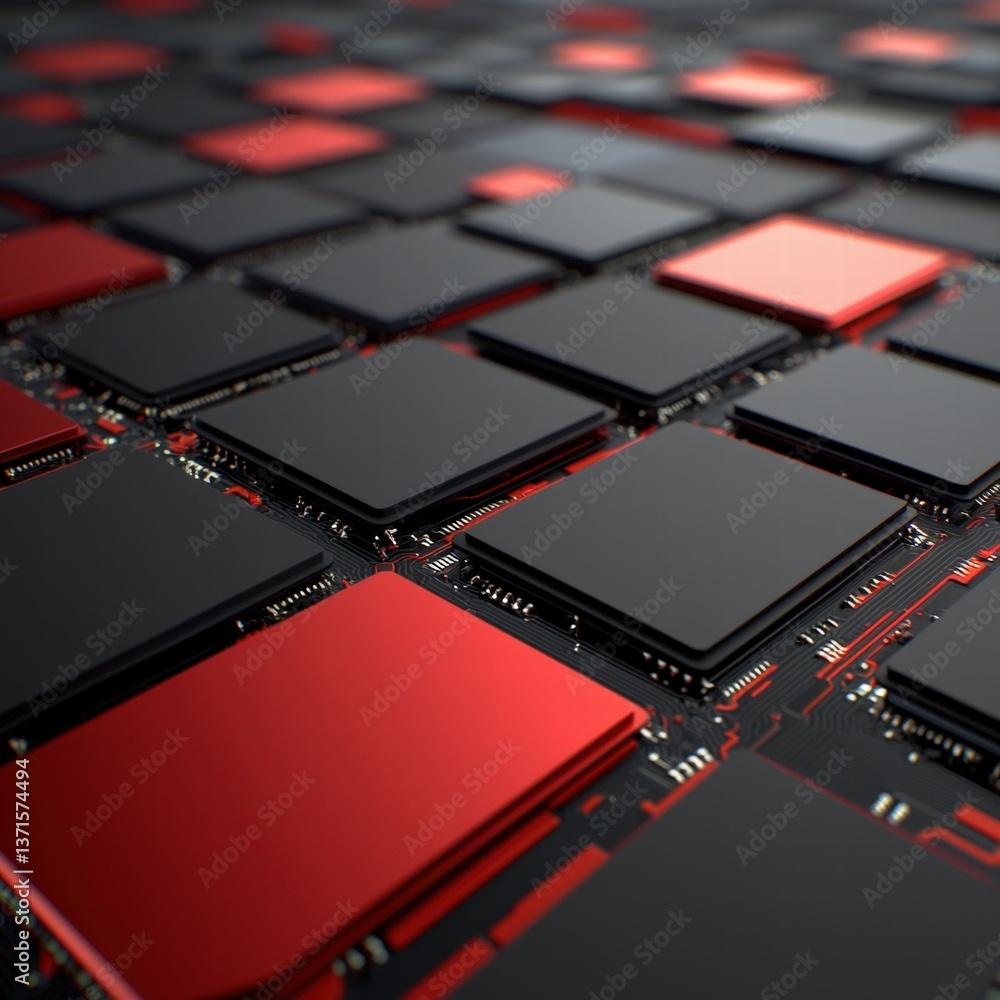 Poster close-up of a computer processor with sophisticated design highlighting microelectronic features