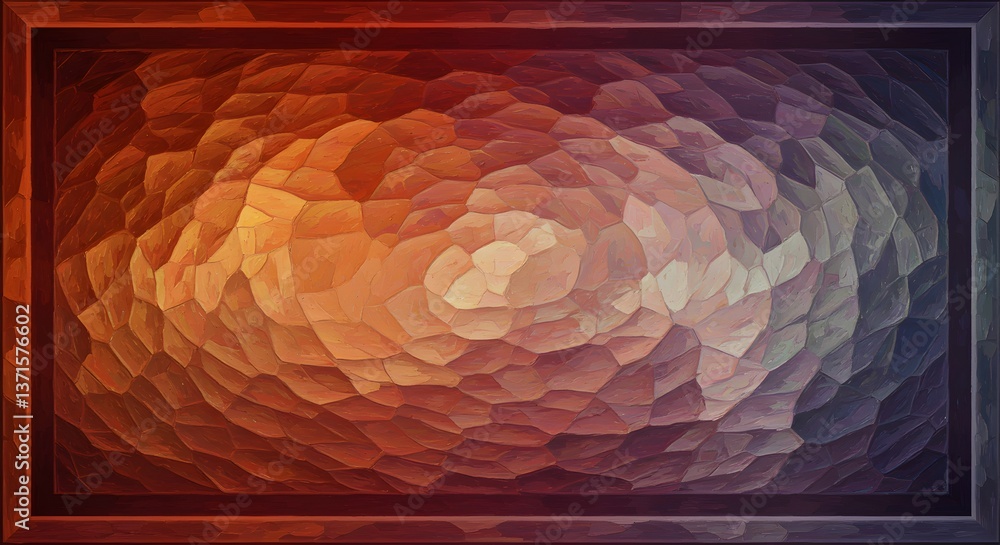 Poster abstract mosaic surface with polygonal shapes and earth tone color scheme