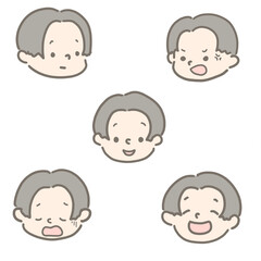 いろいろな表情のアイコンセット　センターパート