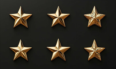 Obraz premium Golden Star Decorations with Glossy Finish on Dark Background