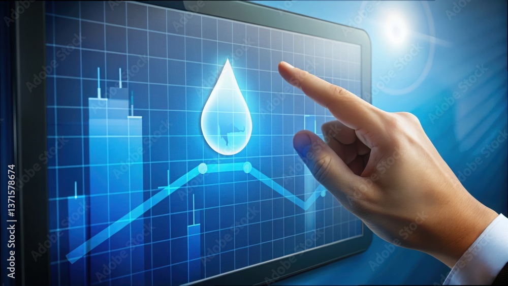 Aufkleber Hand Interacting with Digital Interface Showing Carbon Drop Progress