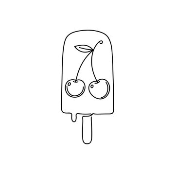 recommend clip art: Minimalist line art of cherry ice cream popsicle  