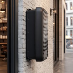 Modern Black Wall-Mounted Storage Box for Urban Environment
