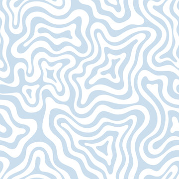 Fototapeta Abstract seamless pattern with wavy lines. Groovy vintage psychedelic vector background. Quirky retro allover print for fabric, clothes, package design
