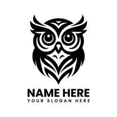Detailed owl silhouette logo vector Classic wise bird motif