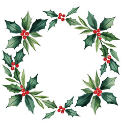 Naklejka premium Holly Berry Christmas Wreath Frame