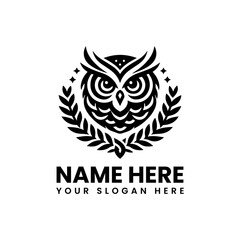 Obraz premium Detailed owl silhouette logo vector Classic wise bird motif