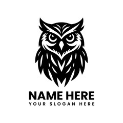 Detailed owl silhouette logo vector Classic wise bird motif