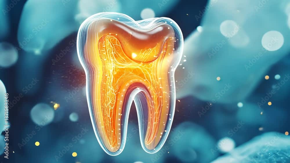 Poster detailed 3d rendering of a tooth's internal structure