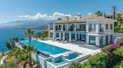 Fototapeta premium Luxury Villa with Infinity Pool and Ocean View
