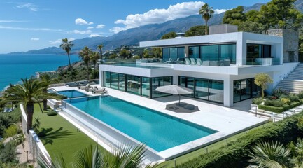 Fototapeta premium Modern Villa with Stunning Ocean Views