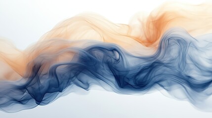 Fototapeta premium Dark and beige smoke creates abstract shapes on a white background with copy space, ideal for pollution, industry, or abstract concepts.