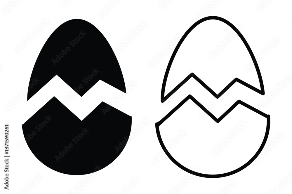 Poster broken egg icon set. egg icon broken set eggs sign. outline vector element. black line style. broken