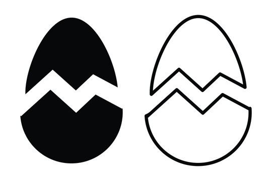 Broken egg Icon Set. Egg icon Broken set eggs sign. Outline vector element. Black line style. Broken egg Icon. Lineal Style Broken egg Outline Icon. broken eggs icon abstract symbol. 
