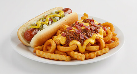 Classic Hot Dog with Loaded Curly Fries