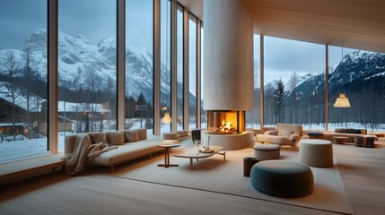 Modern Mountain Lodge Interior