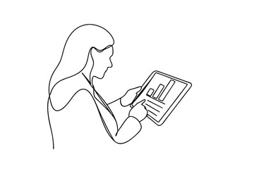 Businesswoman Analyzing Data on Tablet Financial Charts, Growth Trends