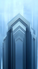 Obraz premium Abstract 3D Illustration of Blue Geometric Architecture with Lines