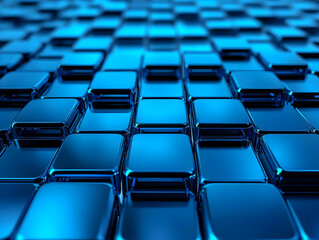 Obraz premium 3D Render of Blue Cubes in Repeating Pattern with Shiny Surface and Texture
