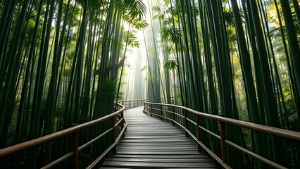 Bamboo walkway in the tropical forest