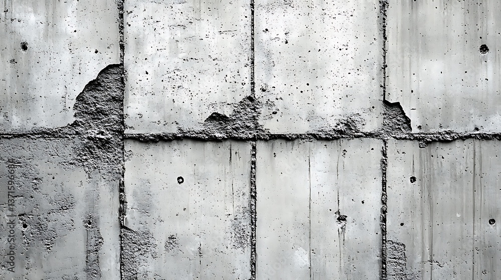 Poster textured concrete panels with damaged edges, creating an abstract and urban wall background for arch