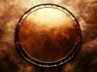 Abstract Grunge Circle Design With Brown Metallic Texture Background Photo