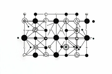 Abstract Geometric Structure With Black White Dots And Lines