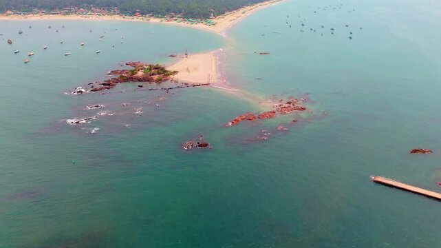 Aerial Shot Calm Coastline and Boats