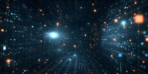 Obraz premium Abstract Digital Space with Network Connections and Data Visualization Photo